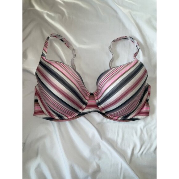 Victorias Secret Body by Victoria Lined Demi Bra Pink Multi Striped size 34DD - Picture 1 of 4